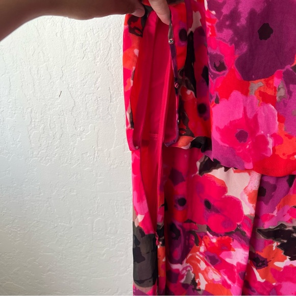 Eliza J Floral High Low Dress Red Black preppy wedding summer bohemian party - Picture 11 of 15